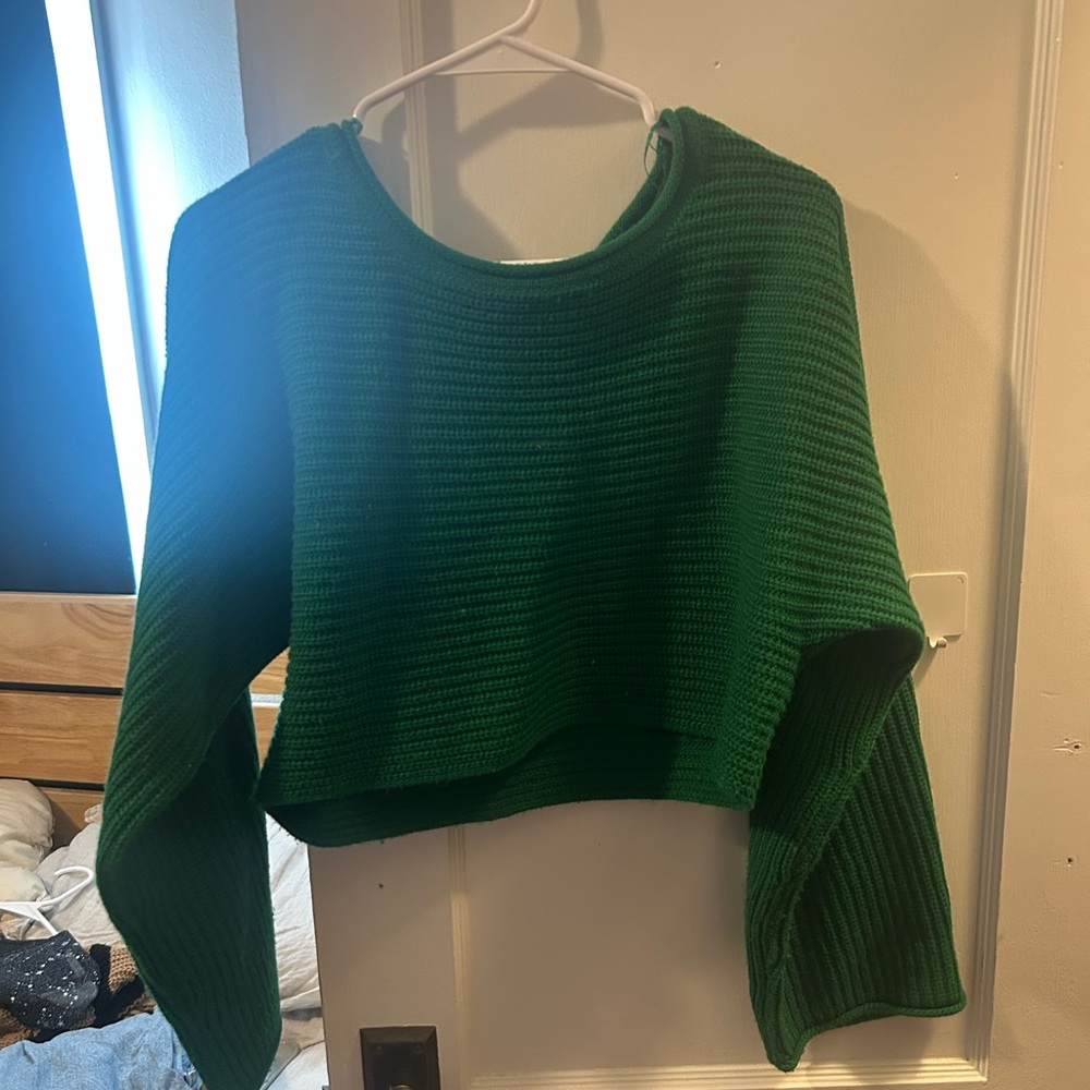 Top shop green crop sweater
